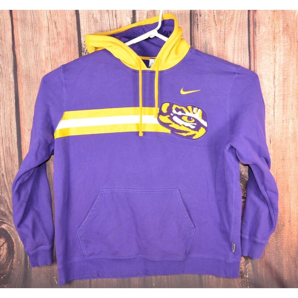 LSU Tigers Eye Of The Tiger Nike Hoodie Sweatshirt Men's Size XL Purple